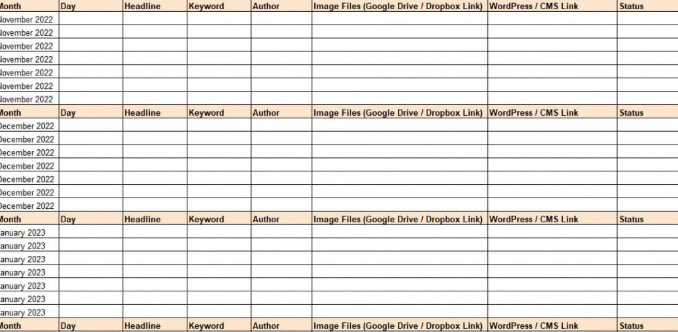 content calendar template google sheets